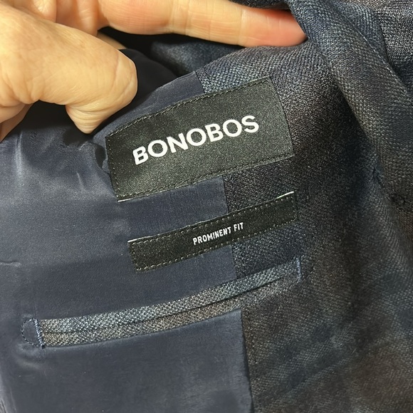Bonobos Prominent Fit blue plaid wool blend blazer 48R - Picture 4 of 5